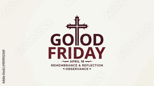 Good Friday Religious Design with Cross and Text