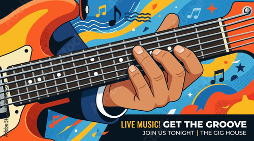 Abstract Guitar Player Performing Live Music