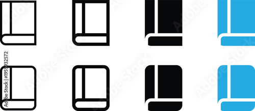 Set of book icons, simple vector illustrations of books in different styles