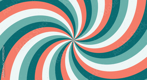 Vibrant Swirling Spiral Pattern with Teal, Coral and White Colors