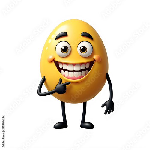 Smiling yellow emoticon character isolated on transparent background with phone