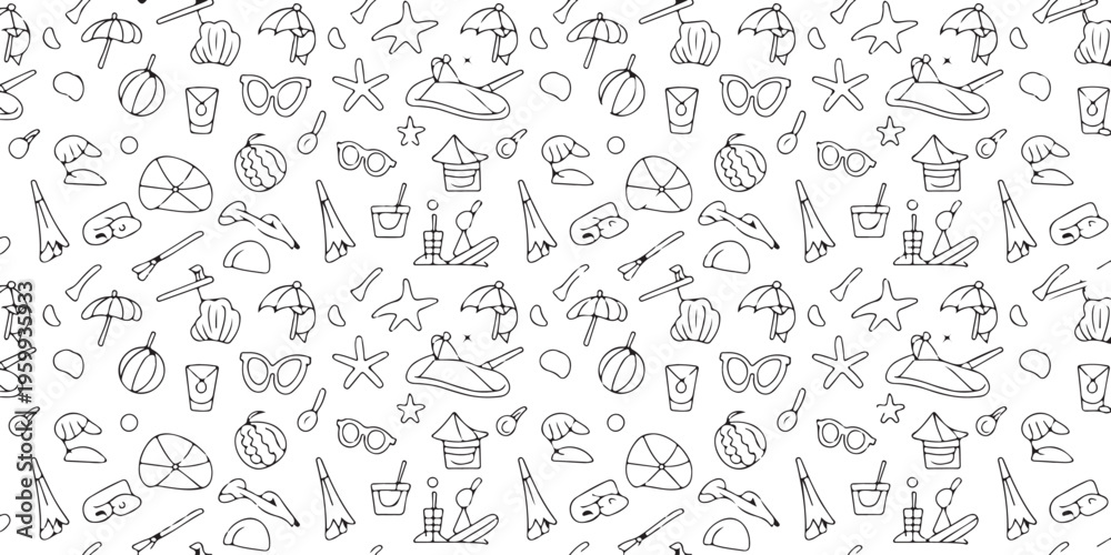 Naklejka premium Beach huts and sandcastle repeat for wallpaper