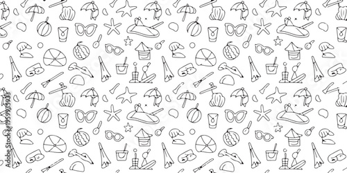 Beach huts and sandcastle repeat for wallpaper