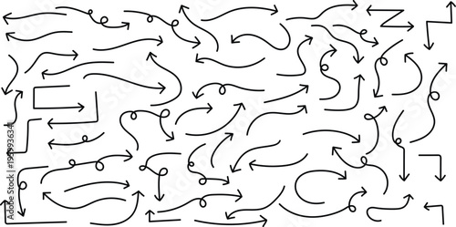 Hand drawn abstract arrows maze illustration intricate black and white design