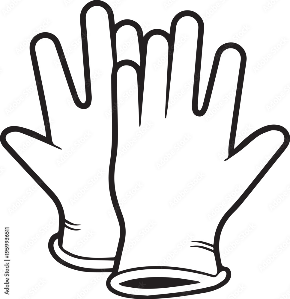 Obraz premium Black and white medical glove outline icon isolated on white background