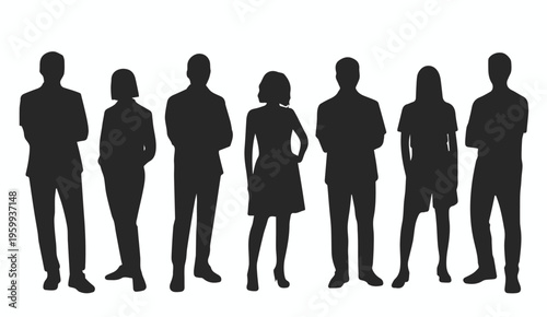 People silhouettes standing side by side