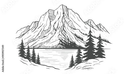 Mountain trail map with contour lines