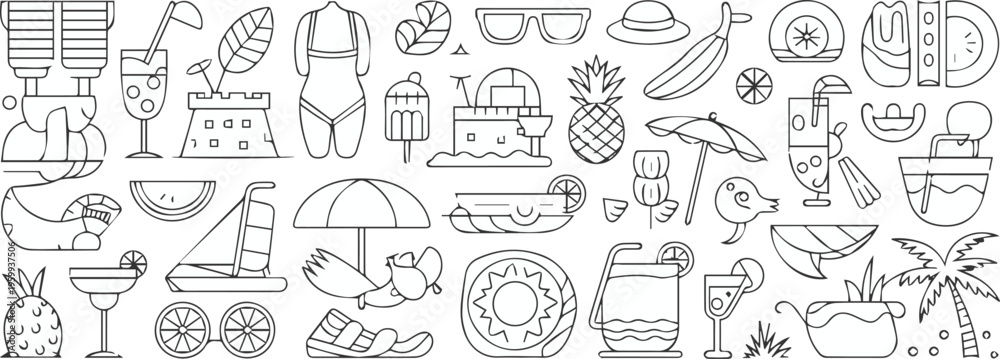 Naklejka premium Swimwear and beach accessory collection