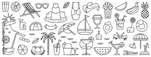 Beach chairs and sunbathers scene