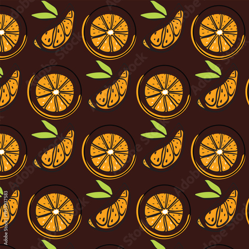 Orange pattern fruit pattern background . Vector seamless texture.