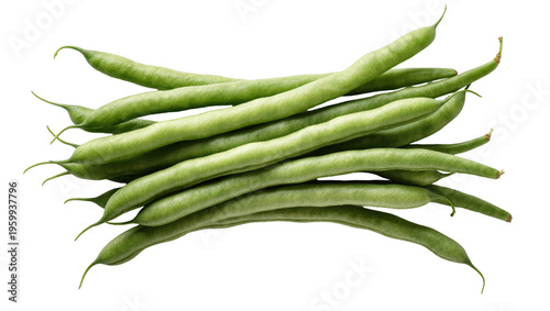 Quadro su tela Fresh green beans arranged in a natural stack, perfect for healthy culinary ingr