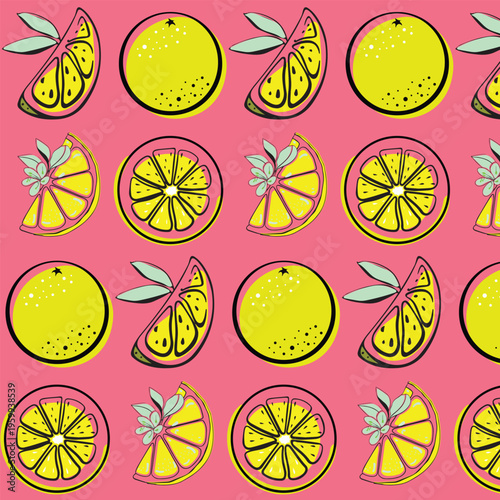 Orange pattern fruit pattern background . Vector seamless texture.