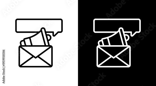 Email Marketing White Icon Set Design