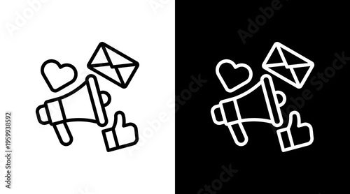 Social Media Ads White Icon Set Design