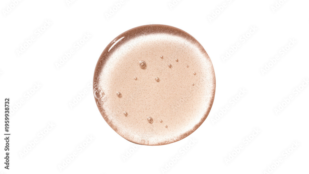 Obraz premium Textured beauty product drop with sparkling rose gold shimmer and tiny air bubbles