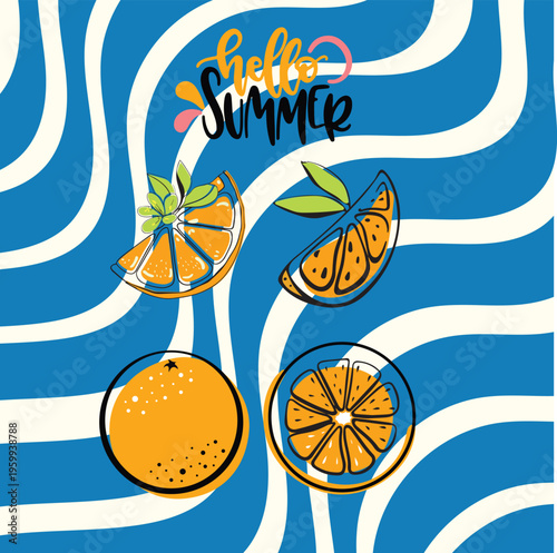 Orange pattern fruit pattern background . Vector seamless texture.