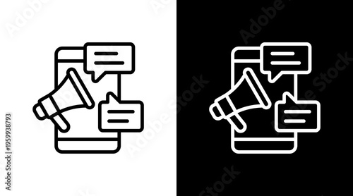 Mobile Marketing White Icon Set Design