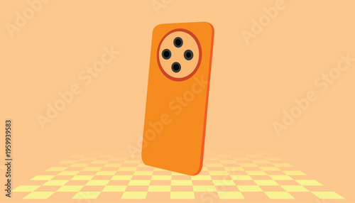 Minimal 2D smartphone drawing artwork with a bright red background.