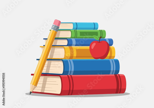 Stack of Colorful Books School.