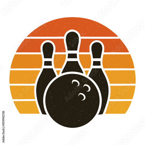 Bowling Ball and Pins Vector Illustration, Bowling Alley Sports SVG, bowling 