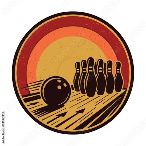 Bowling Ball and Pins Vector Illustration, Bowling Alley Sports SVG, bowling 