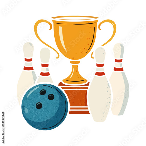 Bowling Ball and Pins Vector Illustration, Bowling Alley Sports SVG, bowling 