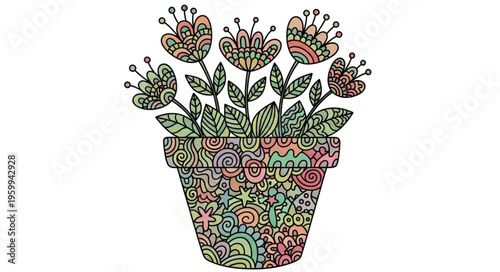 Colorful Potted Flower Arrangement.