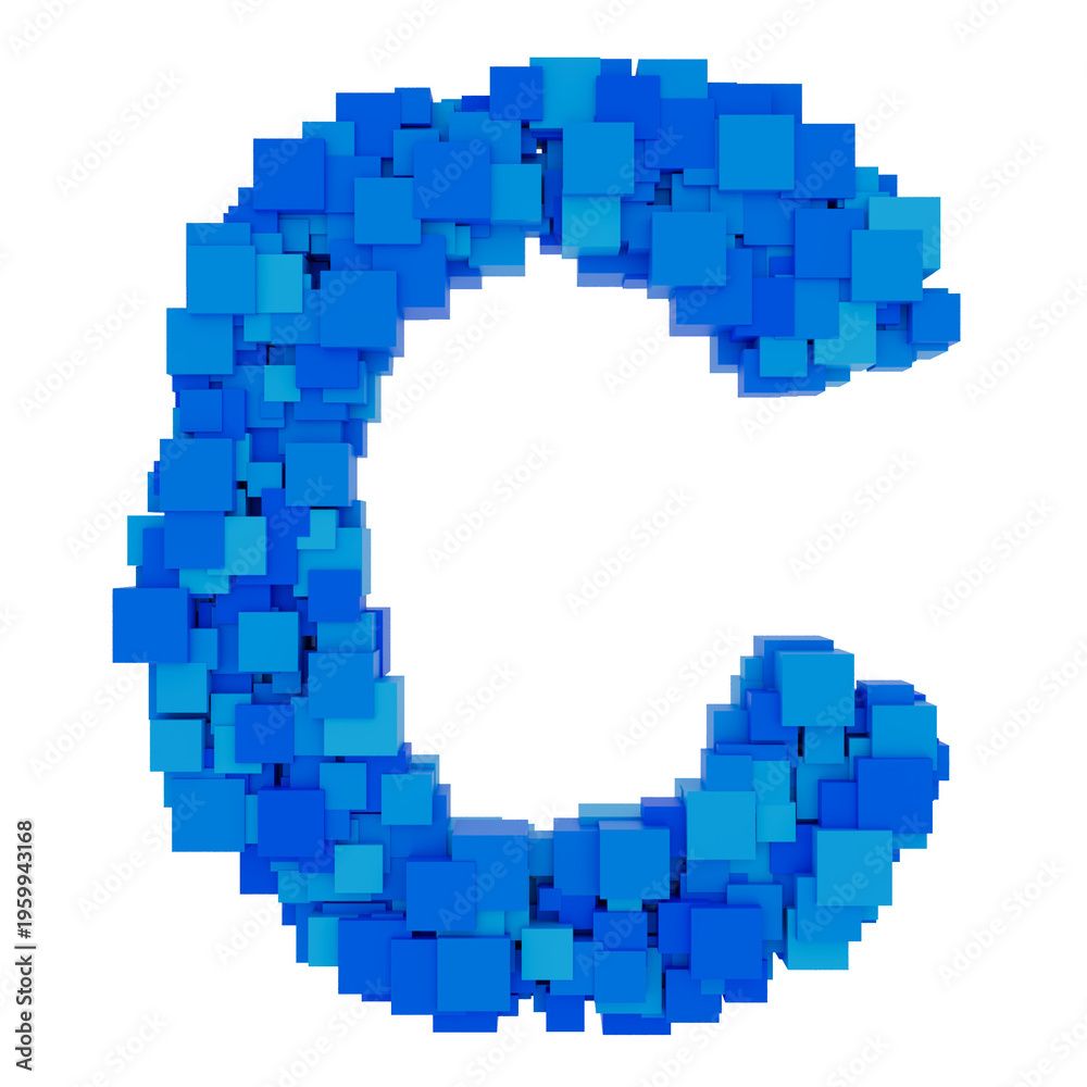 Fototapeta premium letter M made of blue 3d blocks, arial font, isolated on transparent background - design element cut-out graphics object 