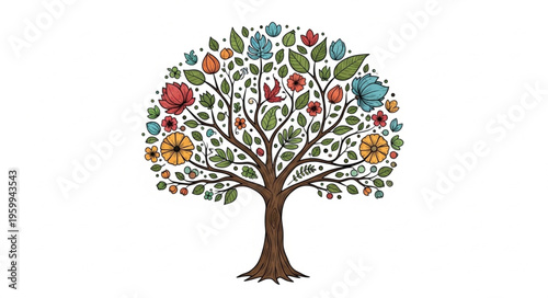 Colorful Tree with Flowers.