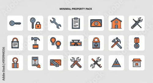 Construction tools and equipment icons.