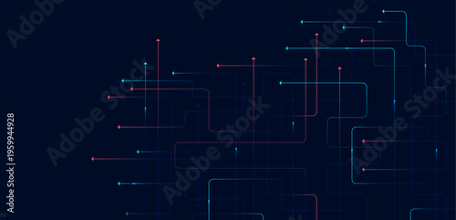 Circuit connect lines and dots. Network technology and Connection concept. Decentralized network nodes connections