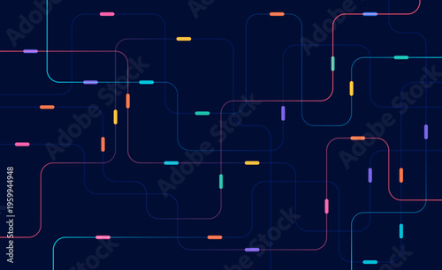Circuit connect lines. Network technology and Connection concept. Decentralized network nodes connections