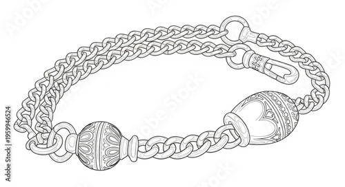 Detailed drawing of metal bracelet.