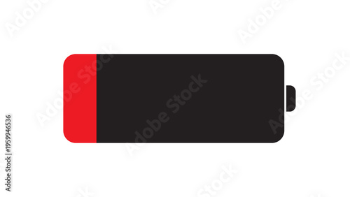 Canvastavla Low battery icon: red and black indicator symbolizes empty power, low energy, or