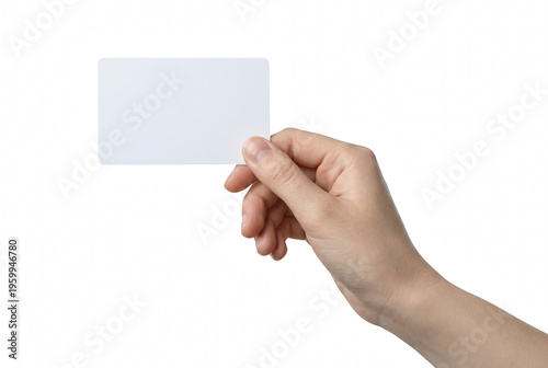 фотографія Hand Holding Blank White Plastic Card