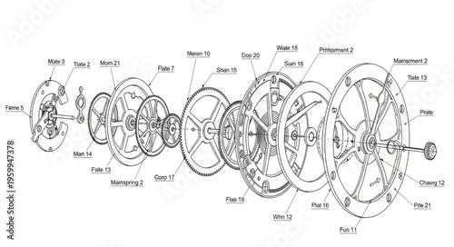 Detailed Mechanical Gear System.