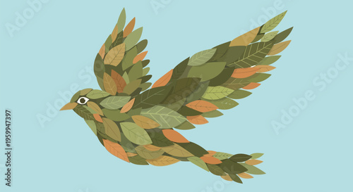 Bird in Flight with Wings.