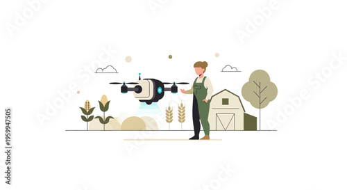 Precision Agriculture: Farmer Using Drone for Smart Crop Monitoring and Farm Management