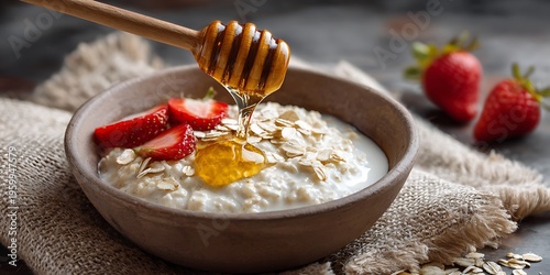 Healthy Breakfast with Yogurt Oats and Honey Delicious and Nutritious
