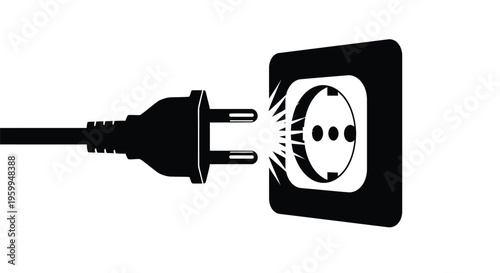 Electrical plug disconnecting from socket energy explosion stark contrast silhouette
