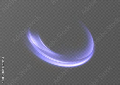 Abstract glowing purple light effect curving through space, creating a dynamic streak of energy. Speed, technology, and futuristic concepts