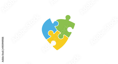 Connected Puzzle Heart Pieces Symbolizing Unity and Collaboration