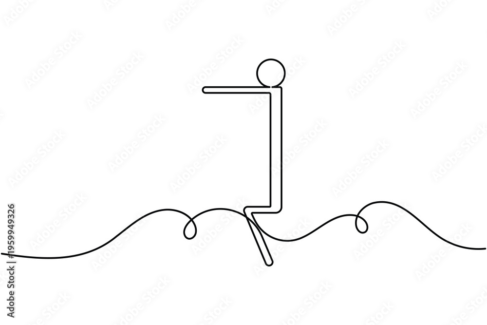 Obraz premium Squat exercise icon continuous one line drawing on white background minimalist leg workout symbol outline vector illustration