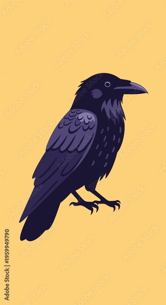 Obraz premium Black Crow Bird Side View.
