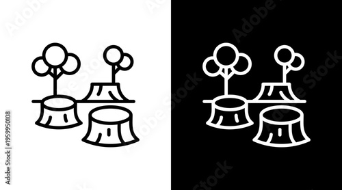 Deforestation White Icon Set Design