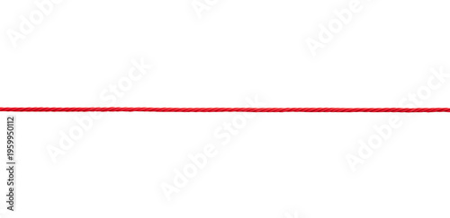Straight red rope border isolated on transparent background horizontal cord