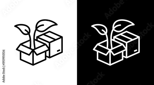 Eco Friendly Packaging White Icon Set Design