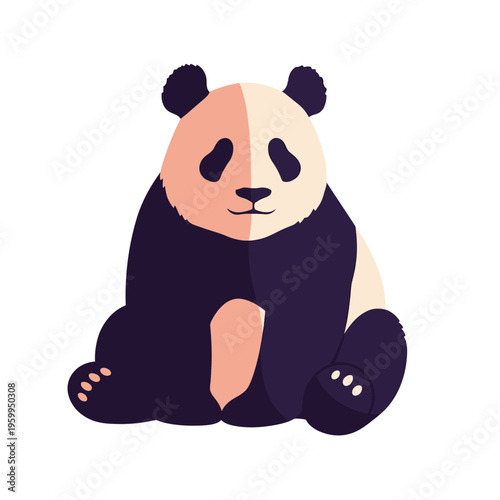 Cute Cartoon Panda Bear Sitting.
