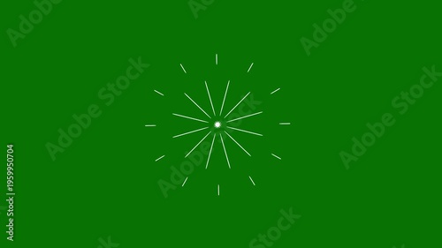 Fireworks explosion line shape blast, Cartoon firework Animation, line circle animation explosion white, Line shape blast animation, fireworks line sparks animation, blast green screen background. 4k