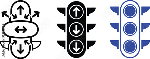 Traffic light icons with arrows